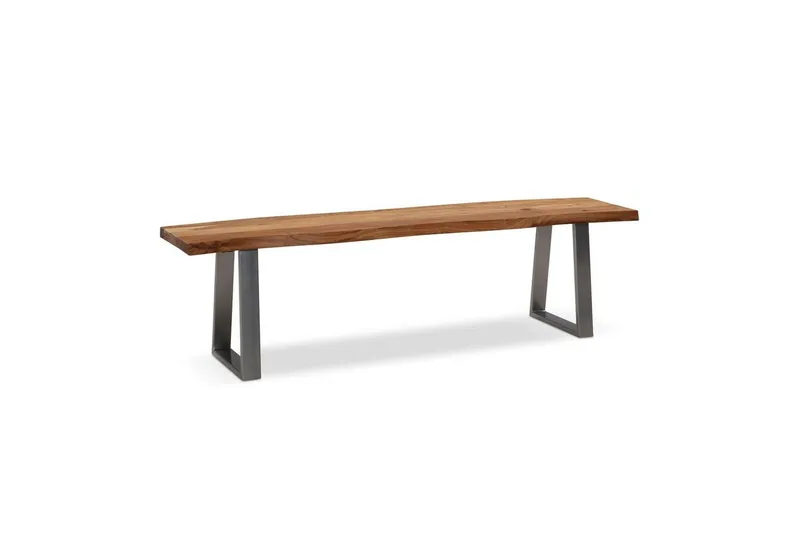 Matbänk Wohnling Massivt trä med metallben träd kant lantligt Silver, Rak, 140 cm - Silver, Rak, 140 cm — Wohnling