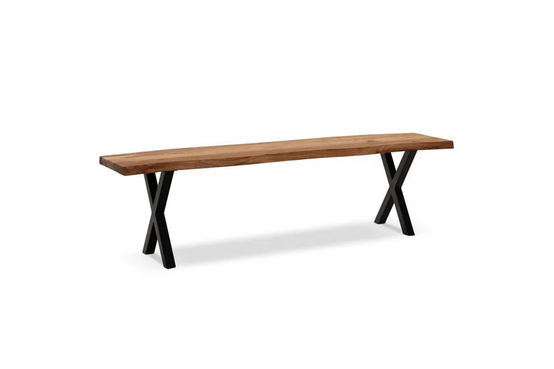 Matbänk Wohnling Massivt trä med metallben träd kant lantligt Svart, korsad, 160 cm - Svart, korsad, 160 cm — Wohnling