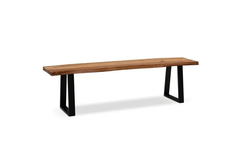 Matbänk Wohnling Massivt trä med metallben träd kant lantligt Svart, Rak, 120 cm - Svart, Rak, 120 cm — Wohnling