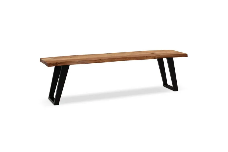 Matbänk Wohnling Massivt trä med metallben träd kant lantligt Svart, vinklad, 140 cm - Svart, vinklad, 140 cm — Wohnling