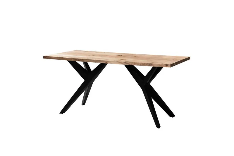 Matbord Wohnling massivt trä industriell loft snedställda metallbensram 200x100 cm - 200x100 cm — 200x100 cm