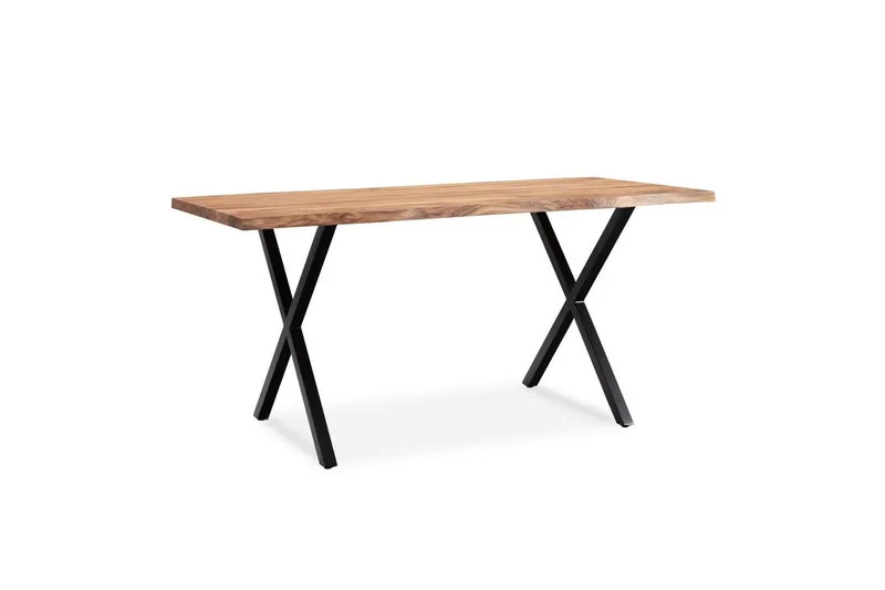 Matbord Wohnling Massivt trä med trädkanter, rektangulär, lantlig stil Svart, korsad, 160x80 cm - Svart, korsad, 160x80 cm — Wohnling