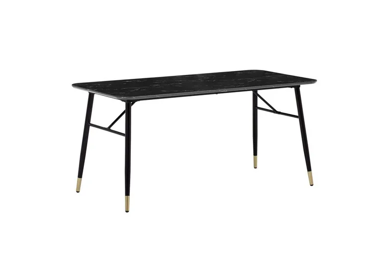 Matbord Wohnling Modern stil MDF med metallben med gyllene spetsar Marmor, Svart, 140x80 cm - Marmor, Svart, 140x80 cm — Wohnling