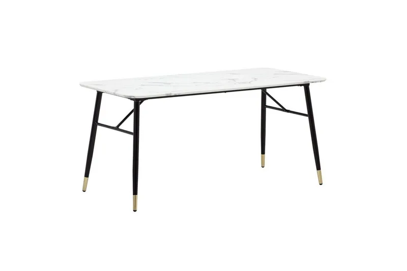 Matbord Wohnling Modern stil MDF med metallben med gyllene spetsar Marmor, Vit, 160x80 cm - Marmor, Vit, 160x80 cm — Wohnling