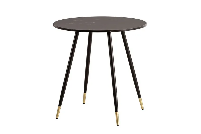 Matbord Wohnling Rund 75 cm marmorerad modern gyllene tippsben Marmor, Svart - Marmor, Svart — Wohnling