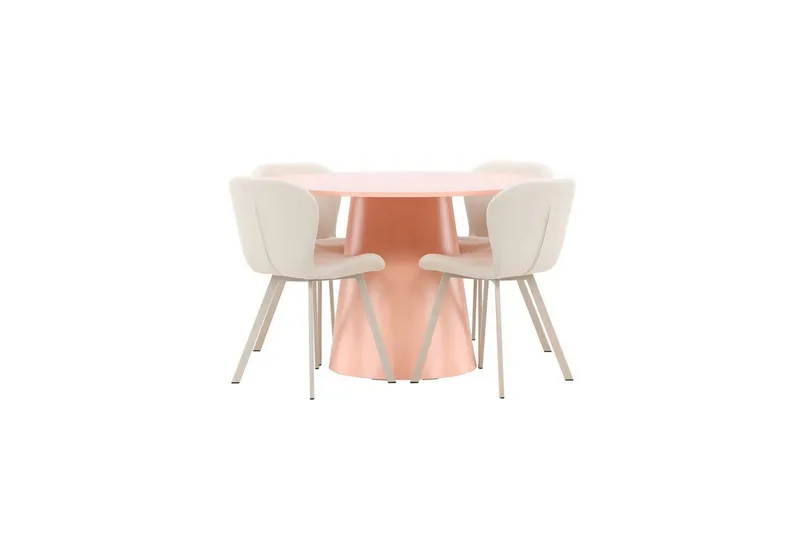 Matgrupp Lanzo Runt 120 cm med 4st Lilja Stolar Rosa - Rosa — Venture Home