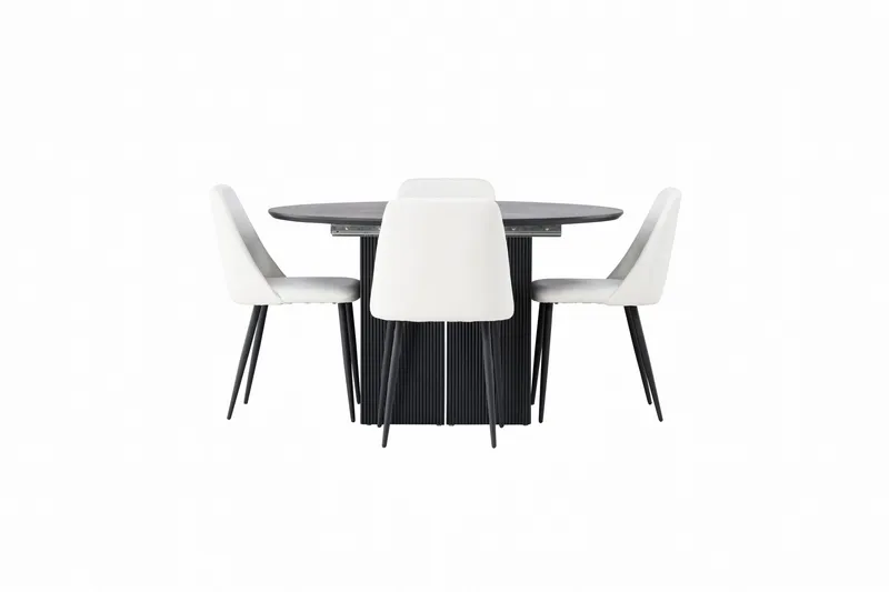 Matilda Matgrupp 130 cm Rund med 4 Night Stolar - Svart (Art.nr 3061285) — Venture Home