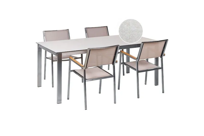 Matsalsset Cosoleto/Grosseto Vit/Beige/Silver, 4-Sits - Vit/Beige/Silver, 4-Sits — Vit/Beige/Silver, 4-Sits