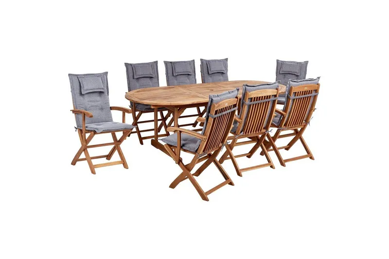 Matsalsset Maui II Ljus trä/grå, 8-Sits - Ljus trä/grå, 8-Sits — Ljus trä/grå, 8-Sits