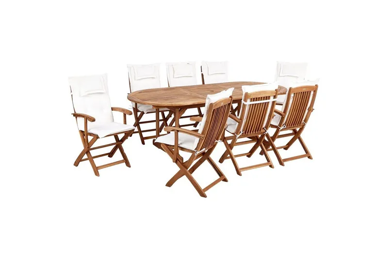 Matsalsset Maui II Ljus trä/Off-white, 8-Sits - Ljus trä/Off-white, 8-Sits — Ljus trä/Off-white, 8-Sits