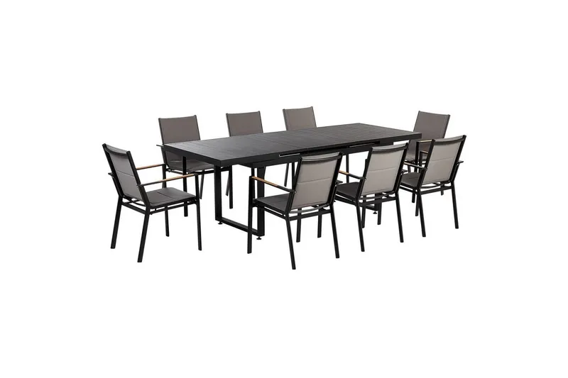 Matsalsset Valcanetto/Busseto Svart/Grå, 8-Sits - Svart/Grå, 8-Sits — Svart/Grå, 8-Sits