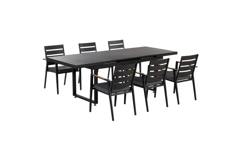 Matsalsset Valcanetto/Taviano Svart/grått/ljust trä, 6-Sits - Svart/grått/ljust trä, 6-Sits — Svart/grått/ljust trä, 6-Sits