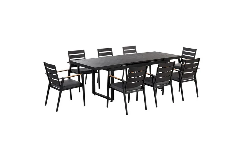 Matsalsset Valcanetto/Taviano Svart/grått/ljust trä, 8-Sits - Svart/grått/ljust trä, 8-Sits — Svart/grått/ljust trä, 8-Sits