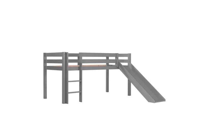 Mellanhög säng med rutschkana Pino Grå, 115 cm - Grå, 115 cm — Grå, 115 cm