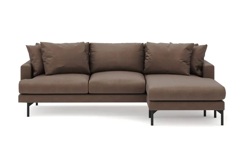 Menard 3-sits Högervänd L-formad Divansoffa i Tyg - Brun (Art.nr 3098296) — Brun