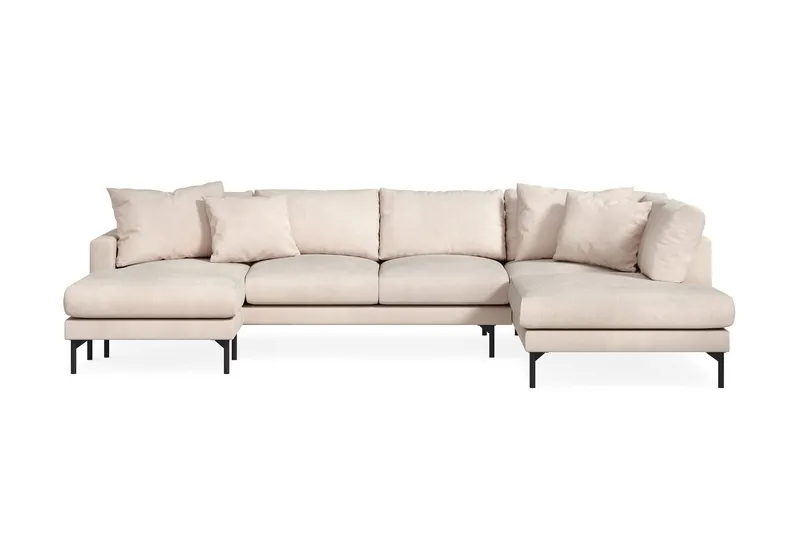 Menard 4-sits Högervänd Stor U-formad Djup Soffa med Divan och Schäslong i Manchester - Beige — Scandi Days