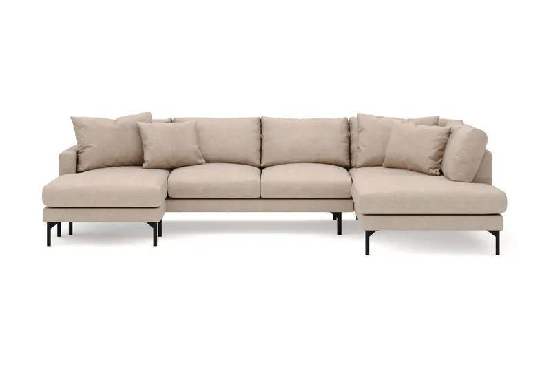 Menard 4-sits Högervänd Stor U-formad Djup Soffa med Divan och Schäslong i Tyg - Beige (Art.nr 3098269) — Beige