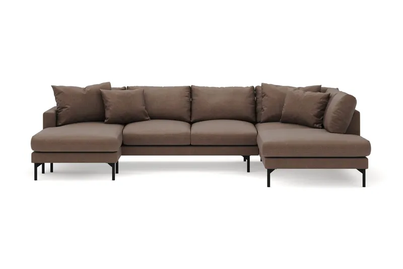 Menard 4-sits Högervänd Stor U-formad Djup Soffa med Divan och Schäslong i Tyg - Brun (Art.nr 3098297) — Brun