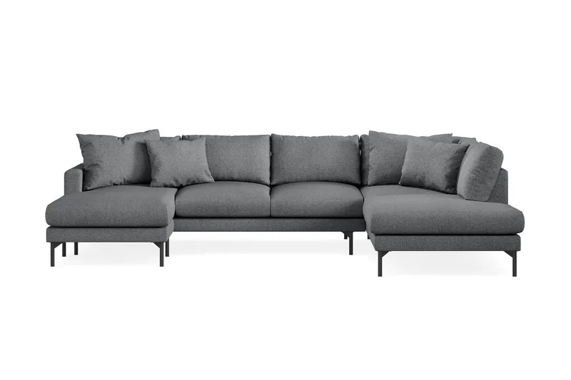 Menard 4-sits Högervänd Stor U-formad Djup Soffa med Divan och Schäslong i Tyg - Mörkgrå — Mörkgrå