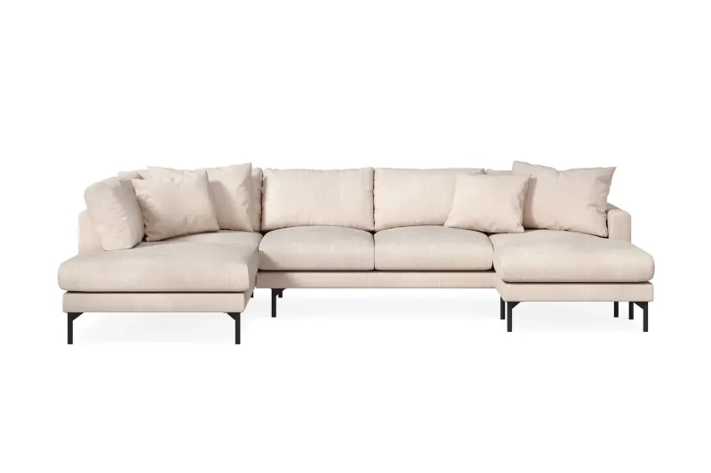 Menard 4-sits Vänstervänd Stor U-formad Djup Large Soffa med Divan och Schäslong i Manchester - Beige — Beige