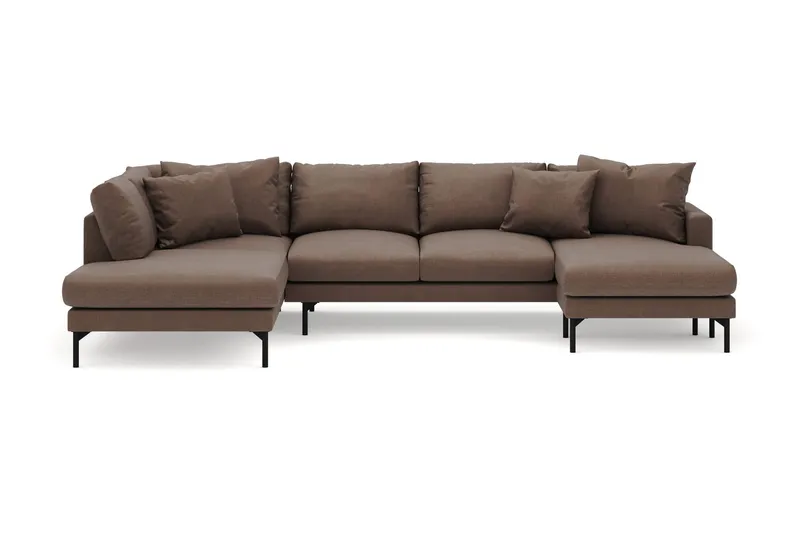 Menard 4-sits Vänstervänd Stor U-formad Djup Large Soffa med Divan och Schäslong i Tyg - Brun (Art.nr 3098291) — Brun