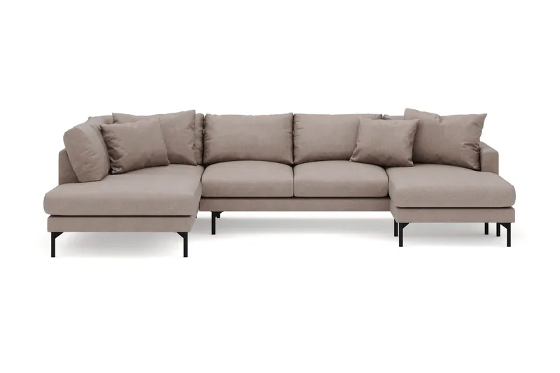 Menard 4-sits Vänstervänd Stor U-formad Djup Large Soffa med Divan och Schäslong i Tyg - Brun (Art.nr 3098279) — Brun