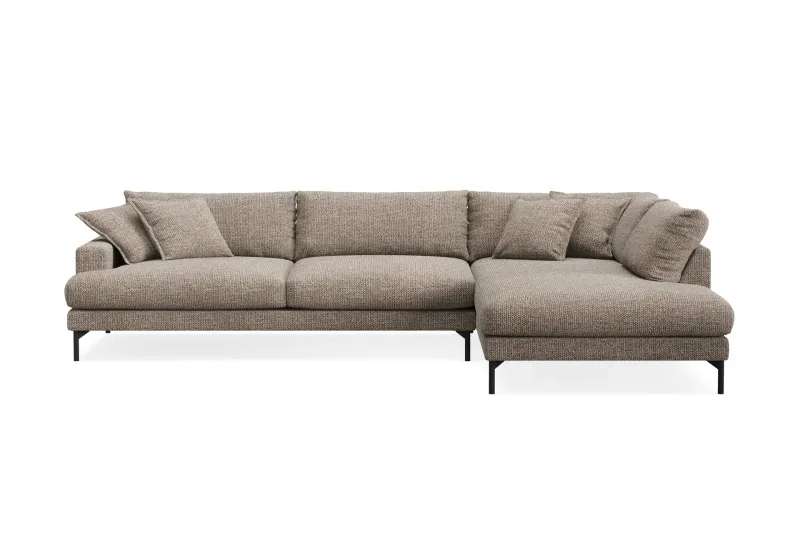 Menard Premium 5-sits Högervänd L-formad Djup Schäslongsoffa i Chenille - Brun — Brun