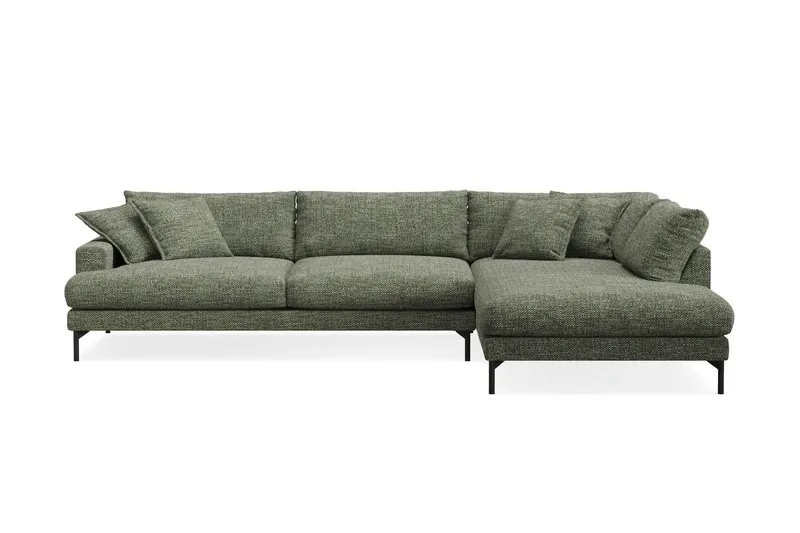 Menard Premium 5-sits Högervänd L-formad Djup Schäslongsoffa i Chenille - Grön — Grön