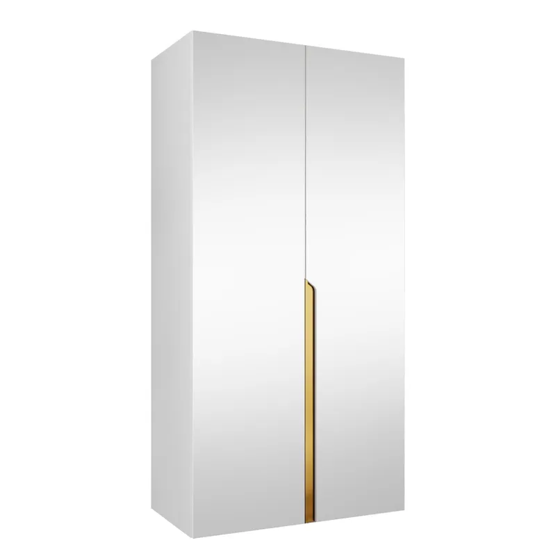 Milias Garderob med spegel 100x202 cm - vit / guld — vit / guld