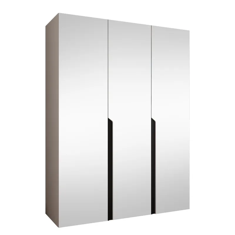 Milias Garderob med spegel 150x202 cm - beige / svart — beige / svart