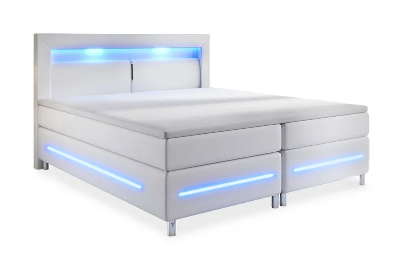 Modena Lyx Sängpaket 160x200 LED-belysning - Vit (Art.nr 432963) — Cloud47