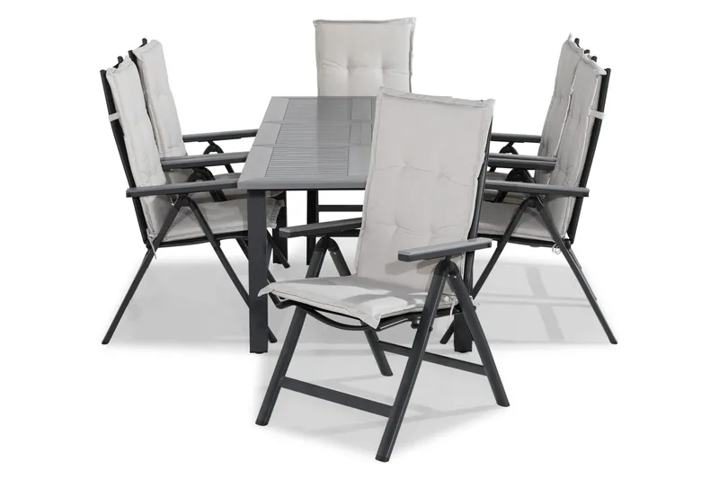 Monaco Matgrupp Utomhus 152-210x90+6 Monaco Light Positionsstol Dyna - Svart/Grå/Offwhite — Comfort Garden