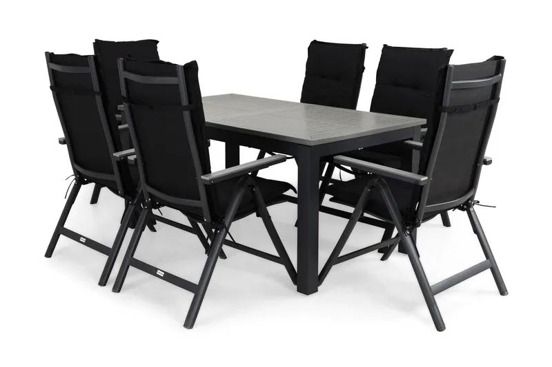Monaco Matgrupp Utomhus 152-210x90+6 Monaco Light Positionsstol Dyna - Svart/Grå — Comfort Garden
