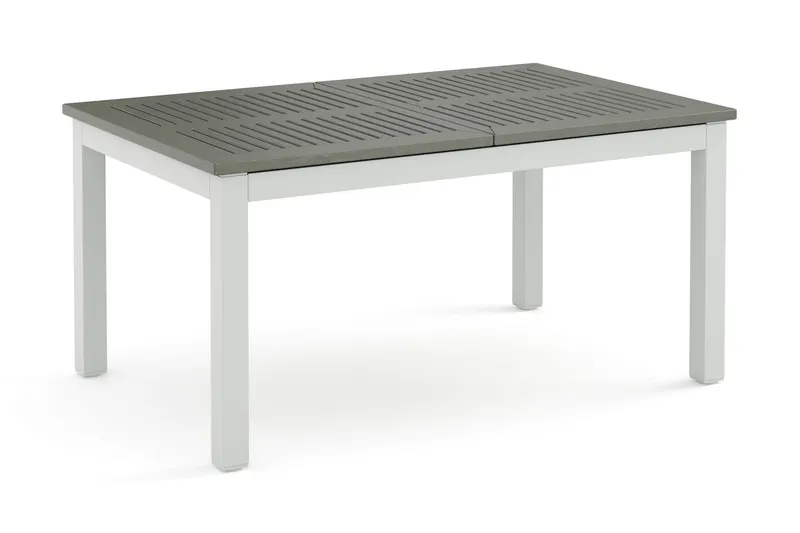 Monaco rektangulärt förlängningsbart bord utomhus med iläggsskiva 150-250x90 cm i aluminium/metall/plast - Vit/Grå — Comfort Garden