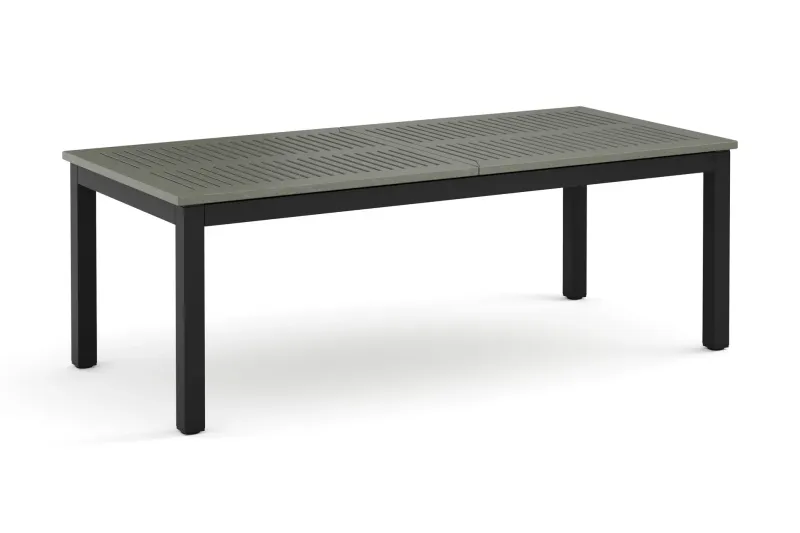 Monaco Stort rektangulärt förlängningsbart bord utomhus med iläggsskiva 210-310x90 cm i aluminium/plast - Svart/Grå — Comfort Garden