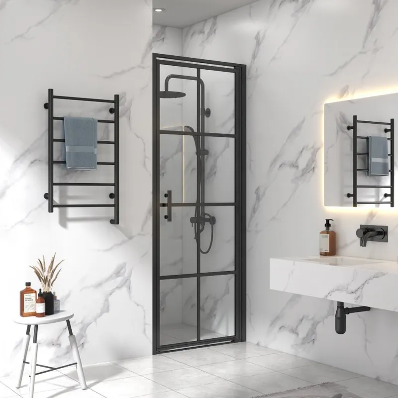 Nanobehandlad duschdörr 70x200cm | 6mm säkerhetsglas | Svart — Lyfco