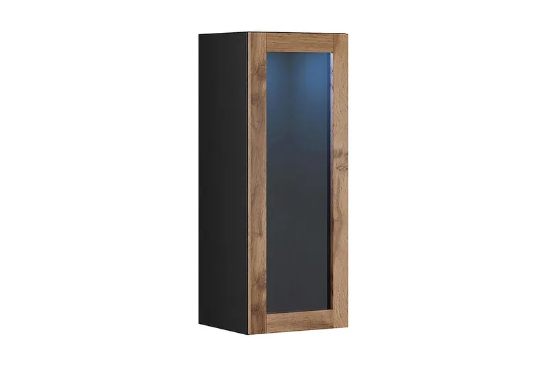 Narbonne Smalt Vitrinskåp 32 cm djup 35 cm bred 90 cm hög Mörkt Trä Glas - Natur/Svart — Natur/Svart