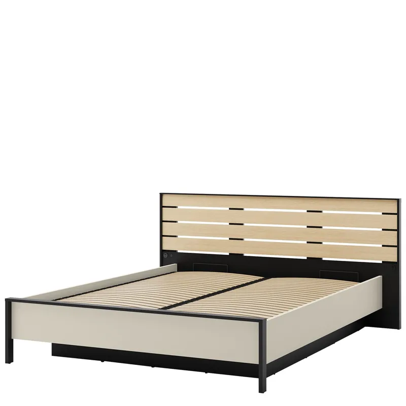 Navron Sängram 160x200 cm - Beige/Svart — Beige/Svart