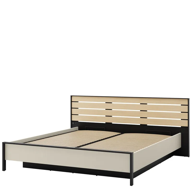 Navron Sängram 180x200 cm - Beige/Svart — Beige/Svart