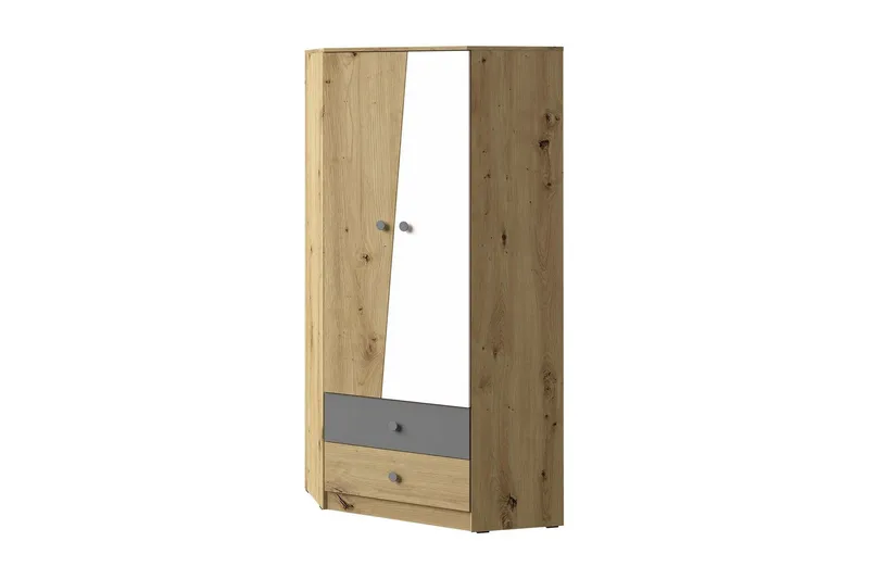 Nero Garderob 87 cm - Natur/Vit/Grå — Natur/Vit/Grå