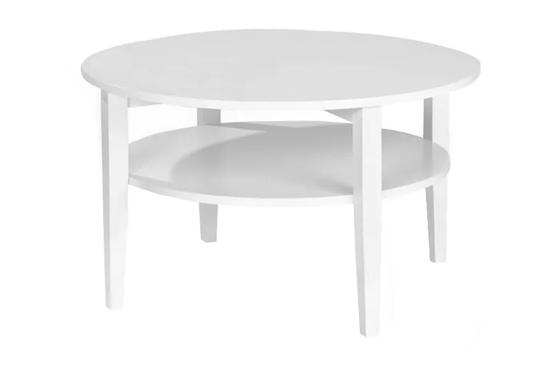 Nybro Soffbord 80 cm Runt med Förvaring Hylla - Vit — Scandinavian Choice
