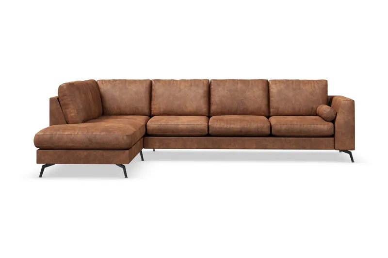 Ocean Lyx 4-sits Vänstervänd L-formad Schäslongsoffa i Konstläder - Brun (Art.nr 880225) — Scandinavian Choice