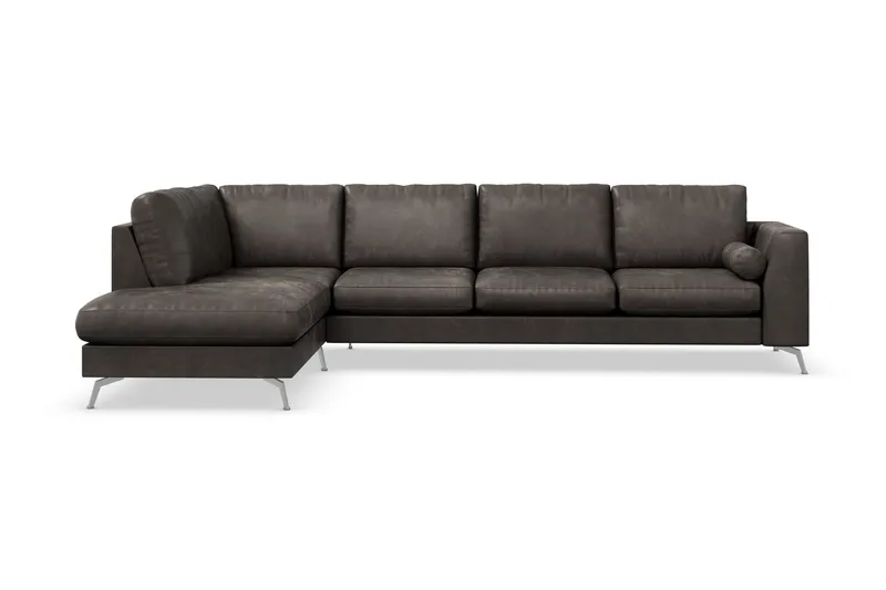 Ocean Lyx 4-sits Vänstervänd L-formad Schäslongsoffa i Konstläder - Mörkgrå (Art.nr 880285) — Scandinavian Choice