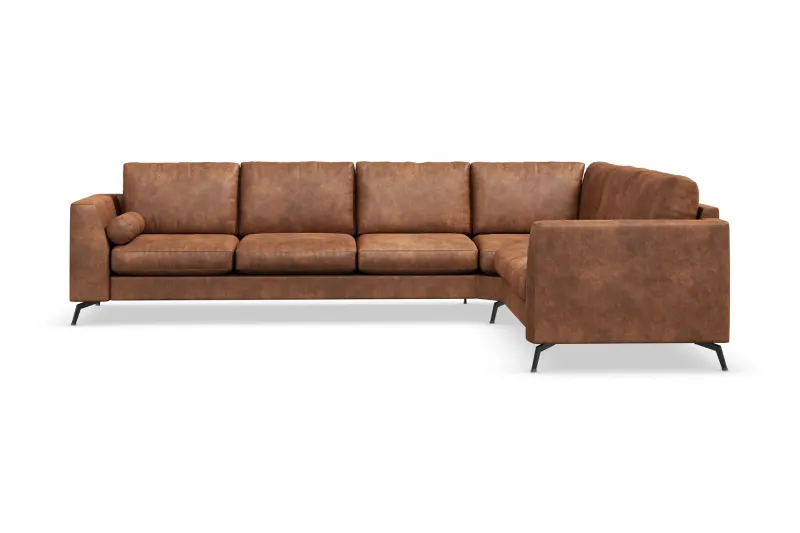 Ocean Lyx 5-sits Vändbar L-formad Hörnsoffa i Konstläder - Brun (Art.nr 880221) — Scandinavian Choice
