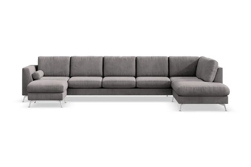 Ocean Lyx 6-sits Högervänd U-formad Soffa med Divan och Schäslong + Fotpall i Manchester - Mörkgrå (Art.nr 997122) — Scandinavian Choice