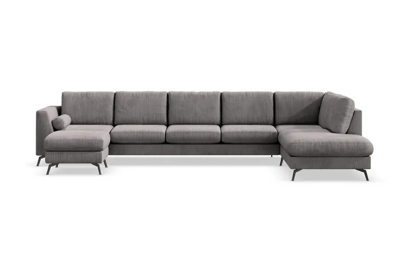 Ocean Lyx 6-sits Högervänd U-formad Soffa med Divan och Schäslong + Fotpall i Manchester - Mörkgrå (Art.nr 997106) — Scandinavian Choice