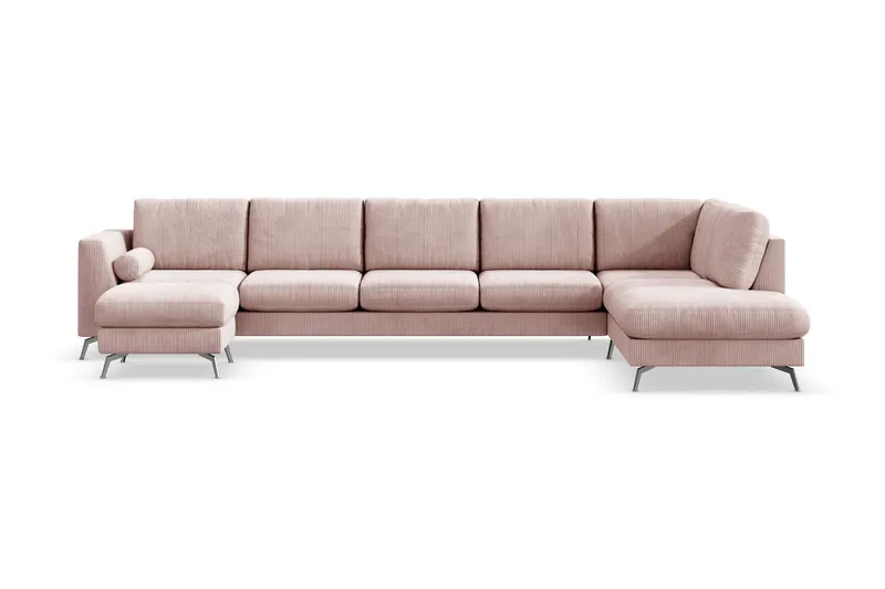 Ocean Lyx 6-sits Högervänd U-formad Soffa med Divan och Schäslong + Fotpall i Manchester - Rosa (Art.nr 997142) — Scandinavian Choice