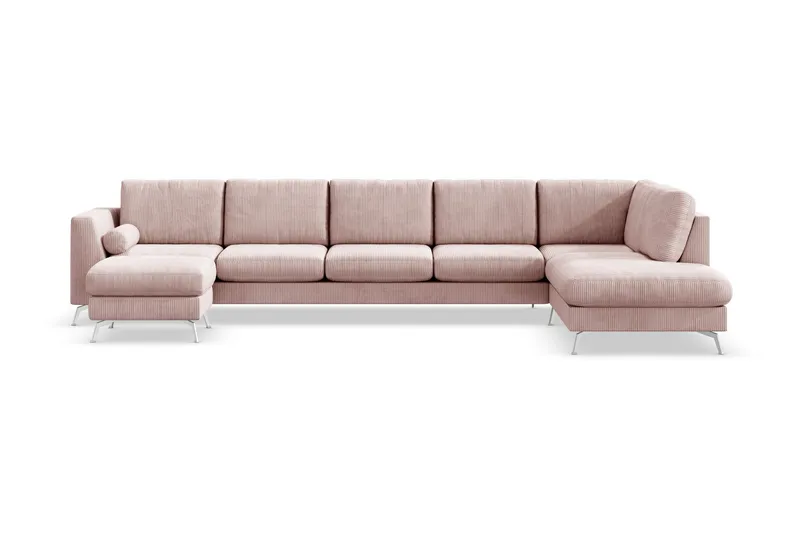 Ocean Lyx 6-sits Högervänd U-formad Soffa med Divan och Schäslong + Fotpall i Manchester - Rosa (Art.nr 997132) — Scandinavian Choice