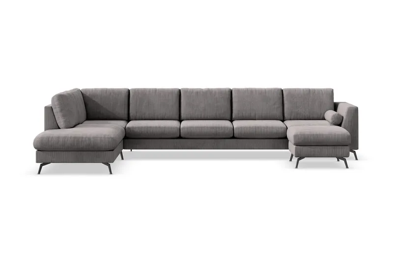 Ocean Lyx 6-sits Vänstervänd U-formad Soffa med Divan och Schäslong + Fotpall i Manchester - Mörkgrå (Art.nr 997094) — Scandinavian Choice
