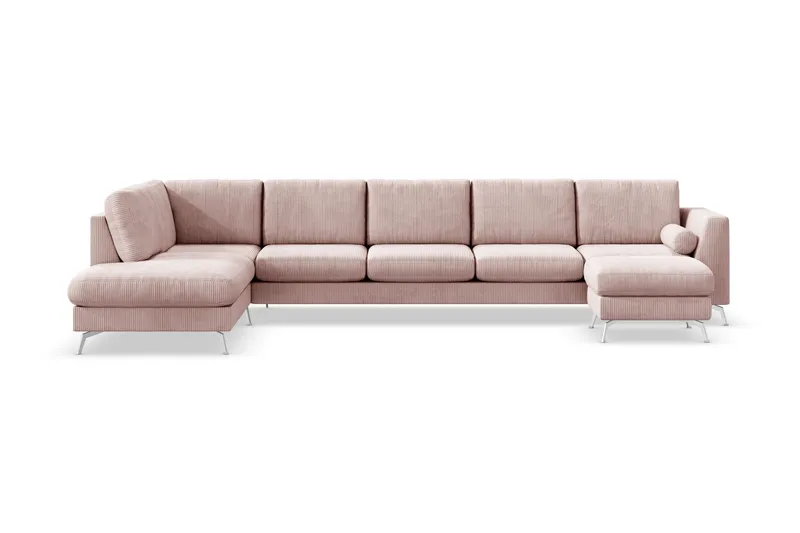 Ocean Lyx 6-sits Vänstervänd U-formad Soffa med Divan och Schäslong + Fotpall i Manchester - Rosa (Art.nr 997128) — Scandinavian Choice